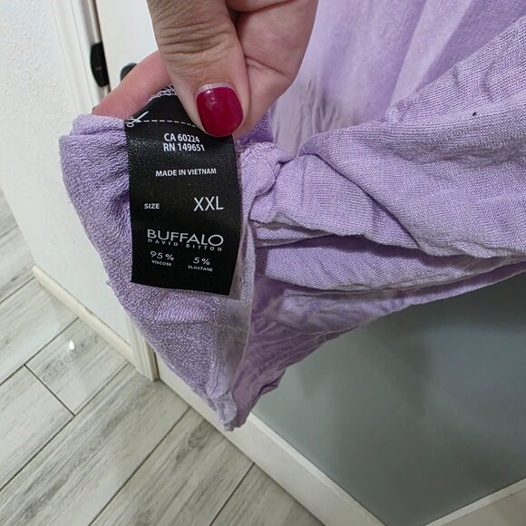 Buffalo David Bitton XXL Lavender Dolman Sleeve T-Shirt Loose Fit Cozy Tee - Picture 5 of 7